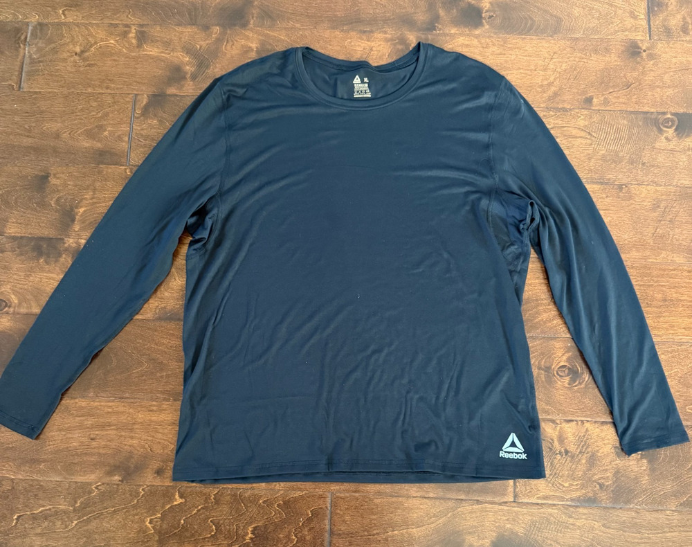 Reebok Base Layer Performance Long Sleeve Shirt Mens XL Black Quick-Dry Athletic